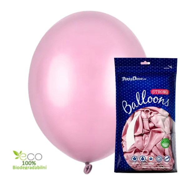 Balónky latexové metalické – 27 cm růžová 100 ks