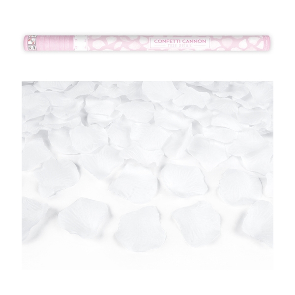 Vystřelovací konfety - Svatební lístky růží bílé 60 cm