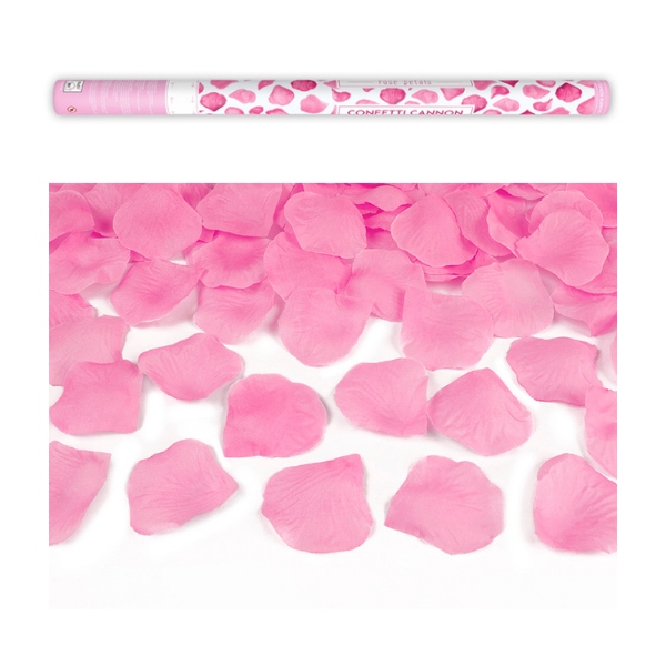 Vystřelovací konfety - Svatební lístky růží růžové 80 cm