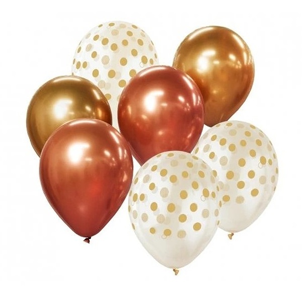 Balónky latexové Beauty Charm buket zlato-měděný 30 cm 7 ks