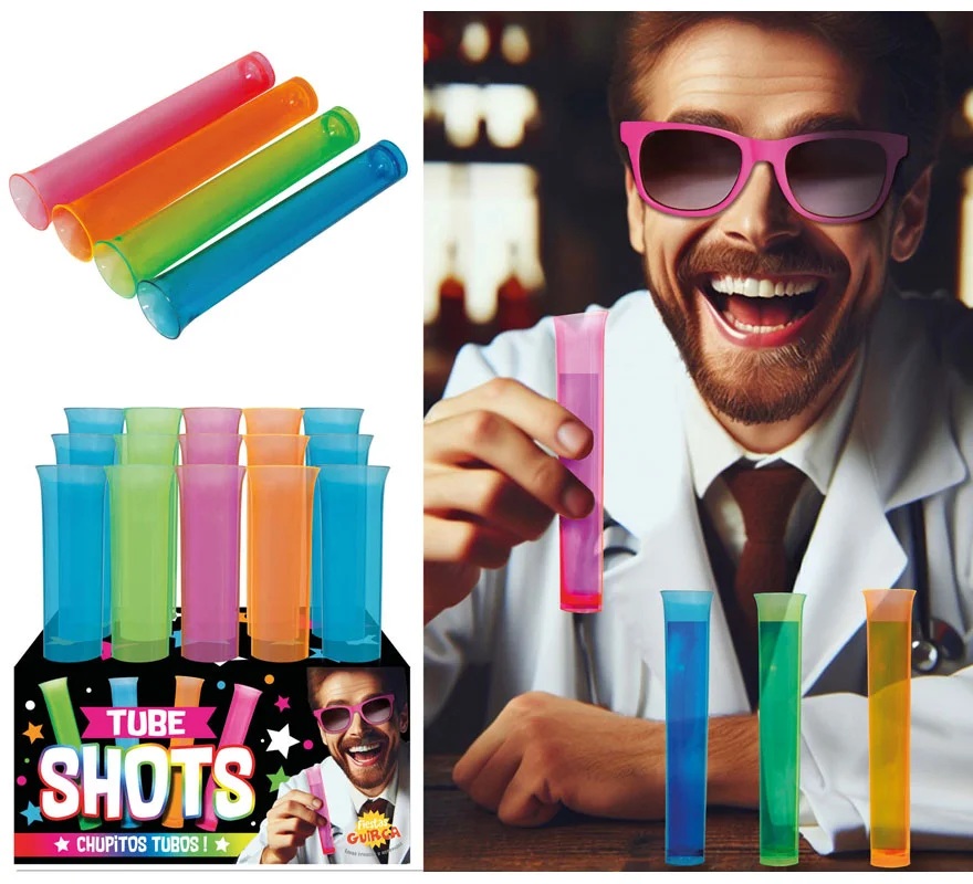 Panáky ve tvaru zkumavek mix barev 15 ks