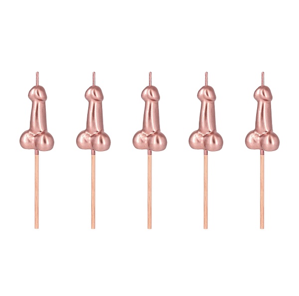 Svíčky penis růžové zlato 5ks