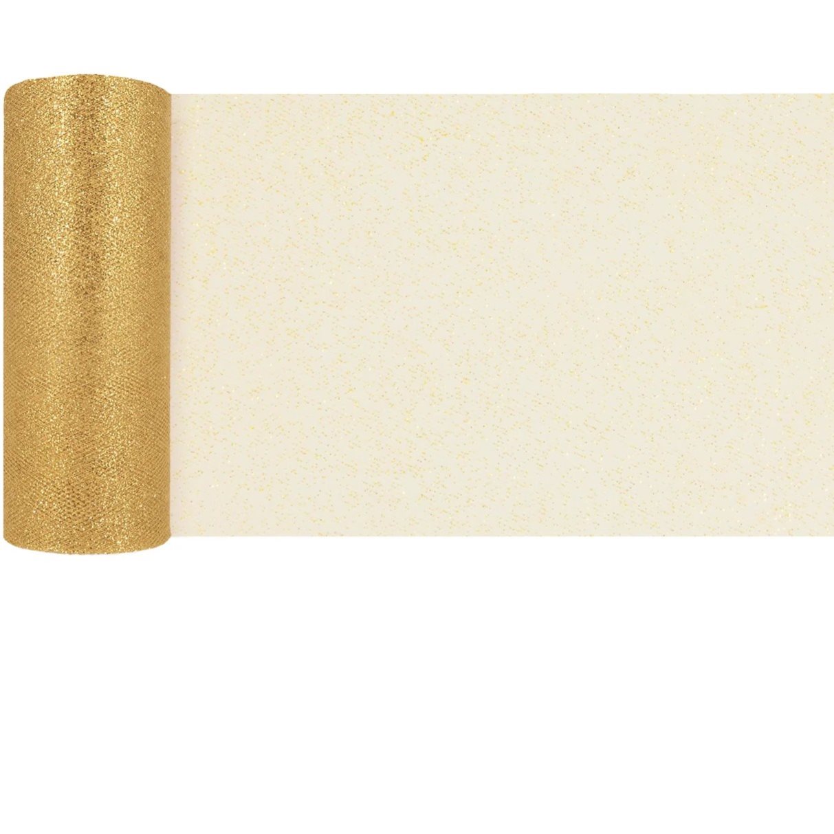 Tyl zlatý třpytivý 15 cm x 9m