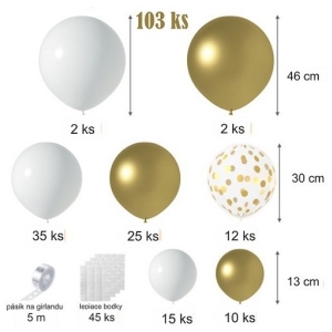 Balónková girlanda Elegant Gold and White