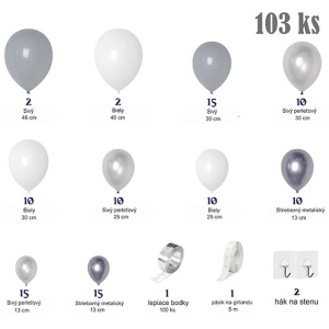 Balónková girlanda Silver Happy