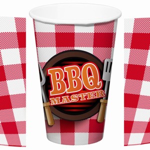 Jednorázové papírové kelímky s nápisem BBQ Master