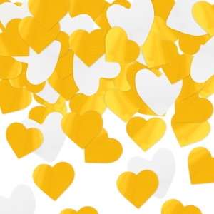 Konfety vystřelovací - bílé a metalické zlaté ve tvaru srdce, 30 cm