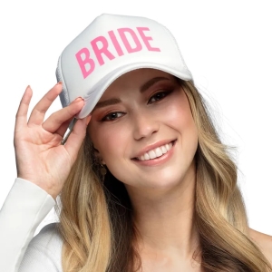 Kšiltovka bílá s růžovým nápisem Bride
