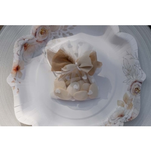 Organzové pytlíčky s bílými srdíčky 4 ks