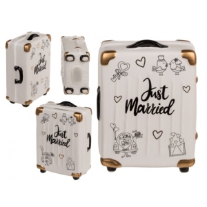 Pokladnička Kufr Just Married 11 x 6,5 x 16,5 cm